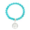 Charm Armbanden 2023 Etnische Turquoise Kralen Armband Bohemian Zeester Levensboom Kruis Hanger Sieraden Voor Vrouwen Party Geschenken