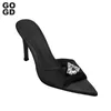 Sandals GOGD Fashion Women's Slippers 2023 Trendy Summer Luxury Sexy High Heels Peep Toe Rhinestone Thin Gladiator Shoes