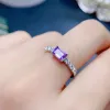 Niedlicher Amethyst-Silberring, 4 mm x 6 mm, natürlicher Amethyst-Schmuck der Güteklasse VVS, mit 3 Schichten 18-karätiger Vergoldung, 925er-Silberkristallring