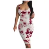 Casual jurken Sexy Skinny Party Club Midi Dress Women Tie-Dye Print Tank Mouwloze Basic Bodycon voor Summer Vestidos