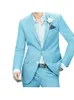 Costumes pour hommes 2023 bleu ciel loisirs affaires mariage hommes LineTwo bouton été printemps hommes costume 2 pièces (veste pantalon) Traje Hombre