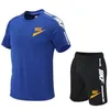 Zomer Merk Trainingspak Heren Tweedelige Set Casual Wit Zwart T-shirt En Shorts Set Heren Sport Pak Mode korte Mouw Heren Pakken