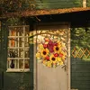 Dekorativa blommor Xmas Decor Props Rattan Sunflower Berry Christmas Wreath Autumn Thanksgiving Bankett Party Wall Door Hangings Handgjorda