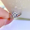 Cluster Rings Spring Qiaoer Real 925 Silver Engagement Ring For Women 6 Pave 1 Sparkly Round Zircon Fine Jewelry