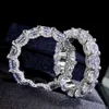 Designerörhängen Moissanite Diamond Ring 100% REAL 925 Sterling Silver Party Wedding Band Rings for Women Men Engagement Smycken