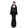 Kjolens gotiska velor och spetsarmaid party scen performace mode svart lång 230420