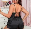 Women's Sleepwear XL-5XL Suspender Pajamas Set Summer Women Rayon Nightshirts Lingerie Sexy Strap Top&shorts Pijamas Suit Homewear