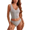 Women's Tanks Fitness Top Seamless Crop Sports Bra Wide Straps Lingerie Gray Color Suitable For All Seasons And