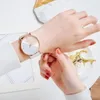 Armbanduhren Kreative Farbblock Damenuhr Einfache Runde Zifferblatt Damen Quarz Handgelenk Mode Elegante Rose Gold Weibliche Uhr
