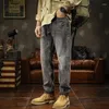 Jeans da uomo 2023 Primavera ed Estate Stile coreano giapponese Pantaloni larghi dritti alla moda retrò classici da lavoro lavati