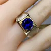 Cluster ringen prachtige koninklijke blauwe saffier edelsteen ring voor mannen natuurlijke edelsteen goed gesneden 925 sterling zilveren verjaardag cadeau maat 8x8 mm