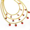 Anhänger Halsketten FLOLA Gold Überzogene Kette Halskette Frauen Erdbeere Wassermelone Ananas Choker Nette Schmuck Hohe Qualität Nkev86