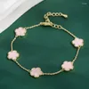 Charm Bracelets 18K Gold Plated Lucky Bracelet For Women Green/White/Black/Red/Pink Cute Jewelry Gifts Girls