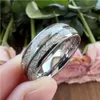 Band Rings 8mm Wedding Band Tungsten Engagement Rings For Men Women Domed Meteorite Inlay Comfort Fit 231118