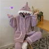 Womens Sleepwear Shark womens pajamas flannel hoodie Kawaii set with pants cute Halloween party casual wear 231120