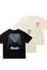 Designer Mode Kläder T-shirts Hiphop T-shirts Trend Märke Rhude Tunnel Abstrakt High Street Amerikanskt löst par T-shirt män kvinnor Vår Sommar Lös Streetwear