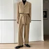 Calças masculinas Homem Harajuku Coreano Streetwear Trend Fashion Terces Long Homens Define a canto da cintura removível Pant casual vintage