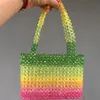 Borse da sera Caramelle personalizzate Arcobaleno Ins Fatte a mano con perline Fai da te Lecca-lecca colorato Borsa piccola Tessitura Diagonale femminile Perline ascellare Tote 231120