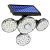 Outdoorowa lampa słoneczna światła słoneczne, 102Cob 180 LED Bezpośrednie czujnik LED Light Flood Light, 4 głów z 3 trybem, IP65 Wodoodporny, światło bezpieczeństwa szerokie kąt zmienny do Ogrodu Dawn