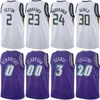 Wydrukowana koszykówka Kobiety Ochai Agbaji Jersey 30 Ochai Agbaji Keyonte George 3 Kelly Olynyk 41 Simone Fontecchio 16 Kris Dunn 11 Purple White Black City Shirt