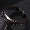 Charm Armband Titanium Steel Magnetic Buckle Multilayer Leather Flätat armband Sailor Rope Rostfri Pu Mens