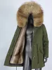 Kvinnor Down Parkas 2023 Vattentäta män Natural Big Real Raccoon päls Coat Lång vinterjacka krage Huven Tjock varm streetwear 231120