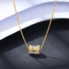 New Luxury 18k Gold Plated 3A Zircon Sugar Cube Pendant Necklace Jewelry Charm Women S925 Silver Collar Chain Necklace for Women Wedding Party Valentine's Day Gift SPC