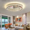 Ceiling Lights Modern Luxury Crystal LED Ceiling Light Living Room Kitchen Island Lamp Stainless Steel Round Chrome Art Ceiling Pendant Fixture Q231120