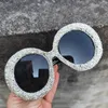 Lunettes de soleil strass lunettes de soleil femmes Designer Steampunk surdimensionné rond femme lunettes de soleil Festival De Sol Feminino 231118