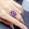 Klaster pierścieni 925 Sterling Silver Natural Amethyst Ring Fine Jewelry Ladies Fashion Party Classic