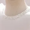 Flicka klänningar födda baby bröllopskläder 1: a födelsedag dopande klänningar vit båge klänning spädbarn dop