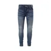 Jeans pour hommes High Street Mode Hommes Rétro Bleu Foncé Stretch Skinny Fit Ripped Marque Designer Boutons Hip Hop Denim Pantalon