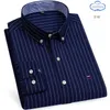 Men's Dress Shirts Pure Cotton Oxford For Men Long Sleeve Plaid Shirt Striped Male BusinessTartan Red Designer