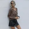 Women's Blouses 2023 Casual Loose Women Long Sleeve Leopard Blouse V Neck Shirt OL Party Top Dames Streetwear Blusas Femininas Elegante