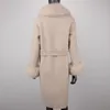 Mulheres para baixo parkas 2023 moda real casaco de pele inverno jaqueta feminina gola natural cashmere misturas de lã casacos quentes soltos streetwear 231120