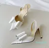 Chaussures habillées en satin Sandales à bride arrière Semelle en cuir pour femmes talons hauts 9,5 cm femmes à talons hauts 34-42 Avec boîte