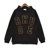 Tasarımcı Giyim Hoodies Moda Tişörtü Rhude High Street Casual Mektup Nakış Gevşek Hoodie Erkek Kadın Sonbahar kış Pamuklu Kazak Süveter Ceket