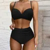 Swim Wear Sexy Bikini 2023 Женщина -купальственные купальники отжимайте пляжную одежду твердый летний купальник xl купальный костюм ручена