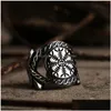 Band Ringen Kompas Runen Ringen Mannen Vintage Nordic Totem Odin 3D Verbeterde Mode-sieraden Drop Levering Sieraden Ring Dhgarden Otdbu