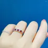 Cluster Rings LR515 Fine Jewelry Solid 18K Gold Nature 0.5ct Red Ruby Gemstones Women Presents The Six-word Admonition