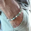 Strand Bracelet Homme Large Noix de Coco Puce Turquoise Bijoux Tribal Beach Man