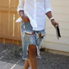 Dames Shorts Sexy Gescheurd gat Knielengte Baggy Denim Dames Losse rechte korte jeans Indiemode 2023 Grote maten Streetwear 230419