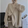 Kobiety z kapturem leniwy płaszcz z dzianiny 2023 jesień zima wszechstronna edycja koreańska.