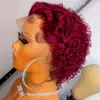Lace S Pixie Cut 99J Color Spring Curl Short Bob Cabello humano para mujeres Natural Negro Rubio Jarin 230420