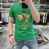 Camisetas para hombres Diseñador Diseñador 2022 Verano Nuevos Hombres Marca de moda europea Zapatos delgados Imprimir Taladro caliente Camiseta de manga corta para hombres SLF3