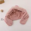 Chapeaux et foulards Ensembles d'hiver en peluche pour enfants, écharpe en fausse fourrure de lapin, chapeaux pour enfants, oreilles d'ours mignonnes, chapeau chaud pour filles et garçons, bonnets coupe-vent 231118