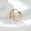 Fedi nuziali Ins White Pearl Per le donne Color oro Clear Zircon Stone Finger Tail Ring Bands Open Size Stacking Jewelry CZ