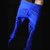 Chaussettes pour hommes Sexy Men Plus Size U Convex Pouch Bas COCkring Open Close Sleeve Gloosy Shiny Tight Gay Wear Candy Color F3Men's