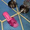 Lüks Tasarımcı Deri Bayanlar Sandalet Yaz Düz Ayakkabı Moda Plajı Kadın Terlikleri H Mektup Drag 35-42 Slides Sliders