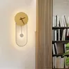 Wall Lamps Nordic Creative Clock Metal Oval Led Living Room Tv Background Decoration Modern Bedroom Bedside Sconce Lighting